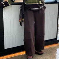 液态棉高腰拼接设计感阔腿气球裤