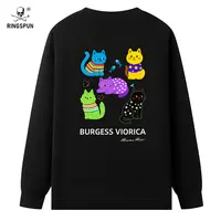 RINGSPUN【小猫】重磅刺绣可变色潮牌T恤 休闲长袖T恤男女同款