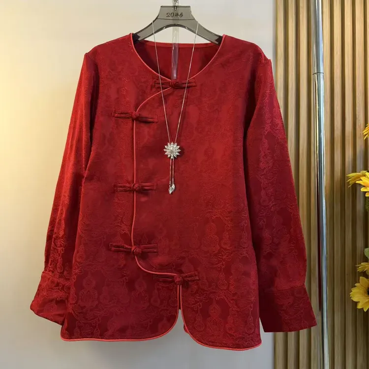 胖妹妹大码复古新中式国风外套秋冬新款2025高贵优雅唐装盘扣上衣