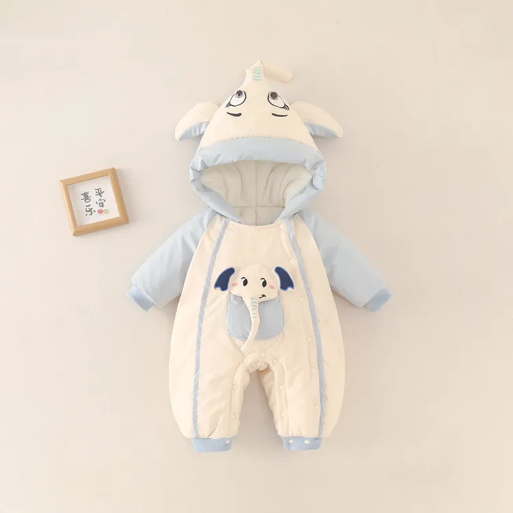 【小飞象】婴儿冬季加绒加厚连体衣棉服宝宝衣服超萌可爱冬装外出服