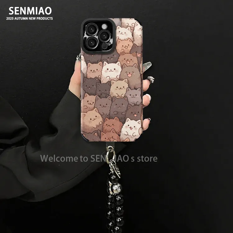 适用【苹果/oppo/华为/vivo/小米】满屏小狗小羊皮防摔手机壳女款