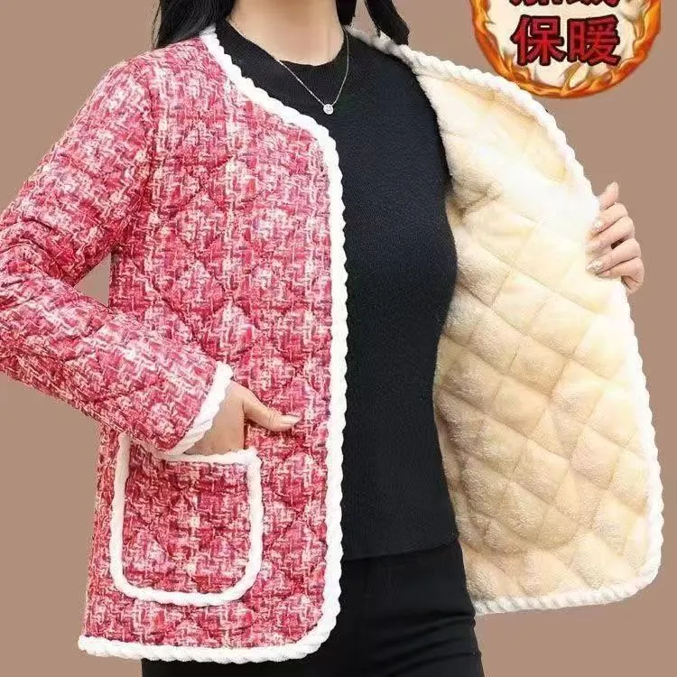 新款冬季小香风棉袄保暖长袖外穿棉服棉衣加绒加厚国风