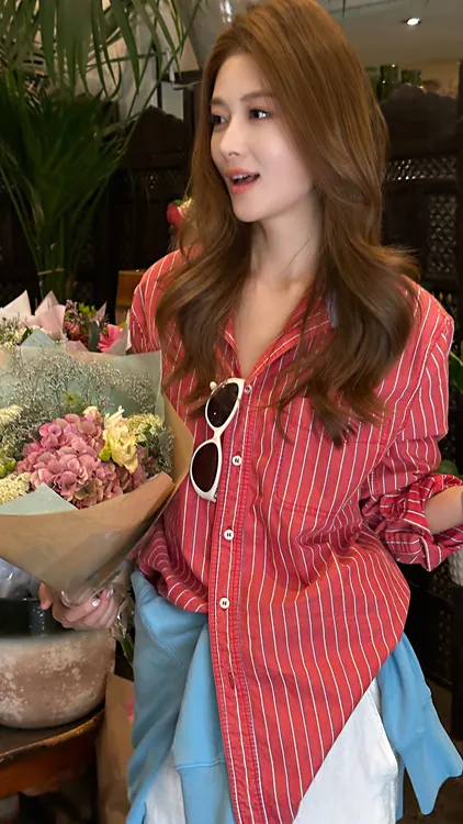 HH.CHAN“美式条纹”定制亚麻棉红白美式做旧条纹衬衫HH52F37409