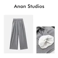 【no退no换】【轻松出街】慵懒风加厚绒松紧腰直筒阔腿休闲裤20659