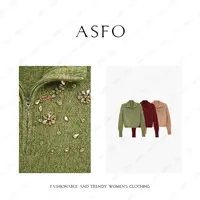 【AS湘落】25新重磅加厚手工钉钻半开领羊绒羊毛衫AS25DMZZS05801