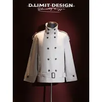 【D.Limit design】复古经典双排扣廓形立领短款风衣外套DLXZG971