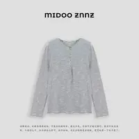 MIDOO ZNNZ 经典舒适并存细条纹休闲正肩长袖T恤36061M