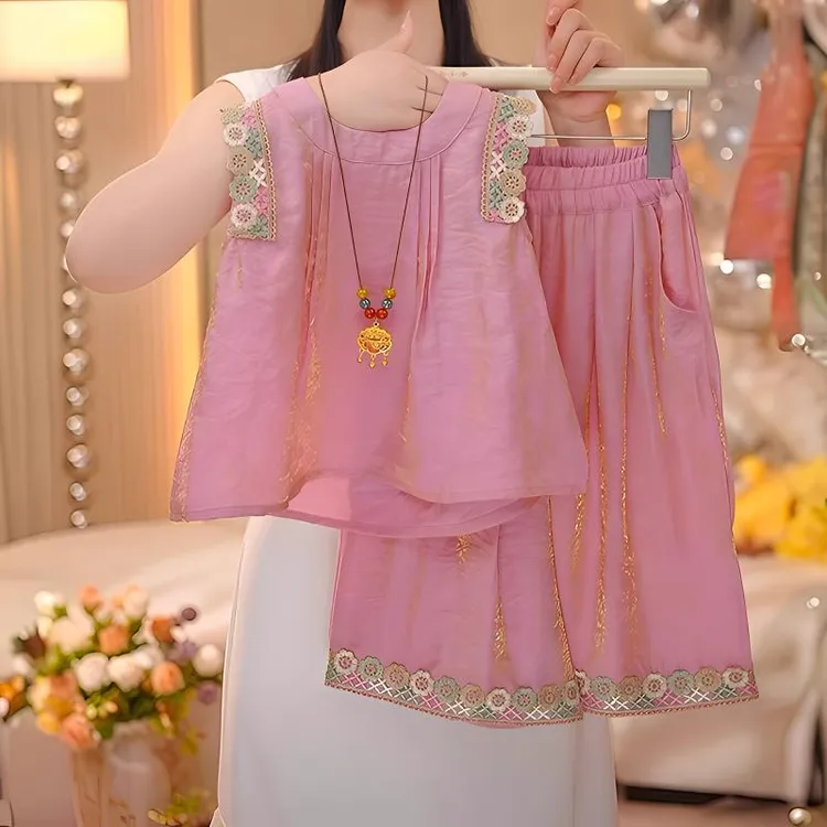 女童汉服套装夏季2025新款儿童国风背心两件套夏装女孩新中式唐装