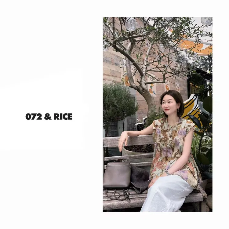 072 & RICE【热带雨林】100精梳棉 夏季休闲圆领花花上衣 Z-32NB413