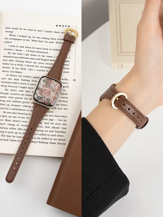 适用iwatchS8表带S10苹果手表7高级SE新款女applewatchS9真皮夏天
