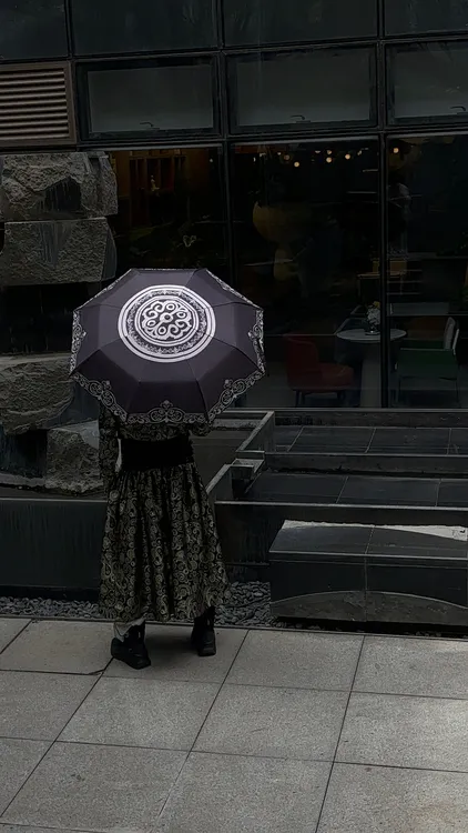 蒙古元素原创纹路雨伞遮阳伞防紫外线两用折叠伞全自动黑胶结实