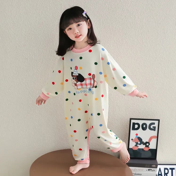 女童连体睡衣2025新款女孩夏季莫代尔防着凉空调服春秋款儿童睡袋