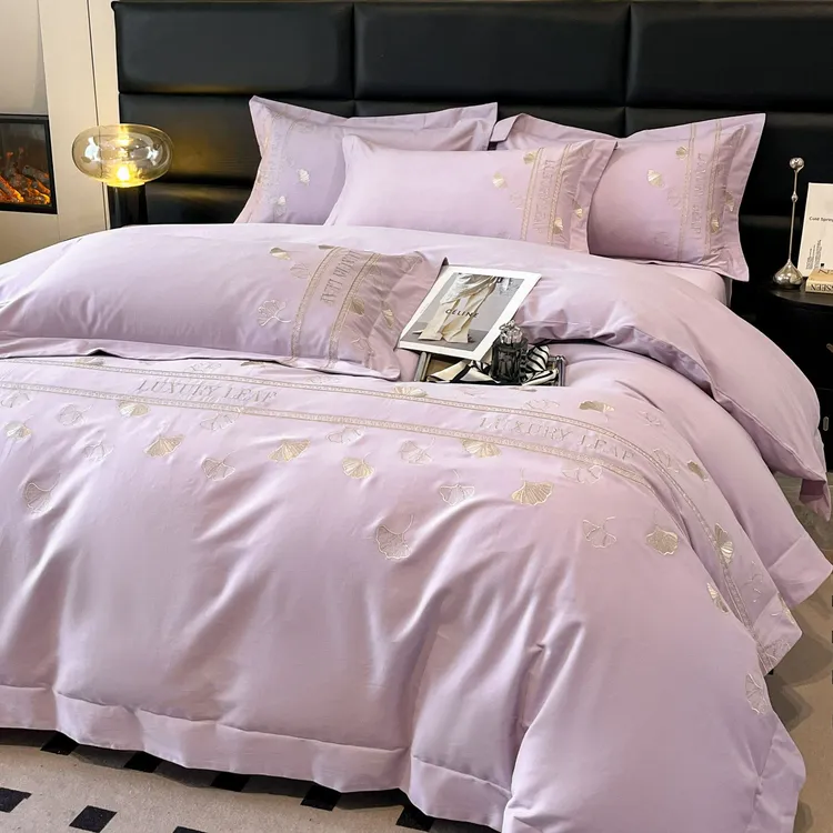 母婴级A类加厚纯棉磨毛四件套秋冬全棉保暖紫色床单被套南通床品4