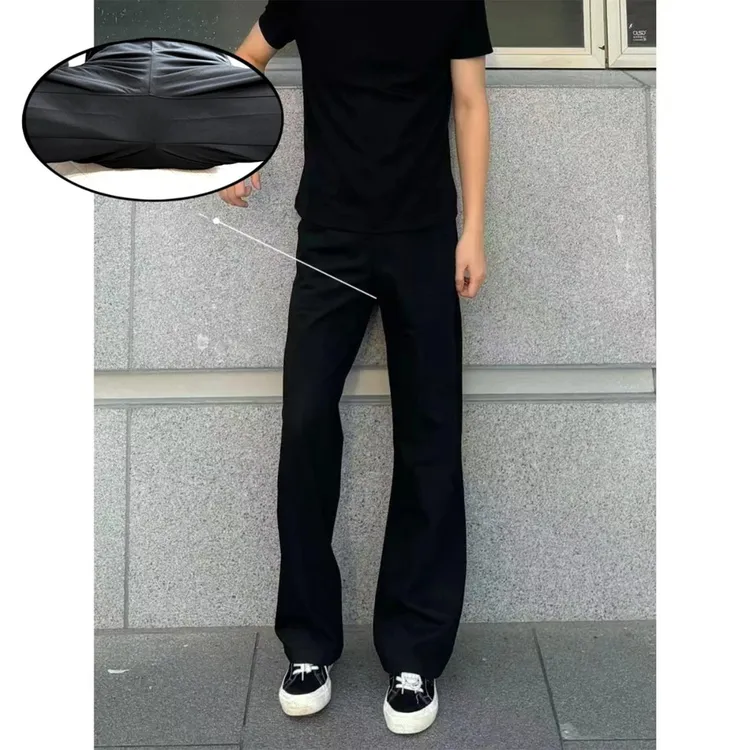 cleanfit黑色休闲西裤男款夏季薄款冰丝裤子垂感高级感直筒西装裤