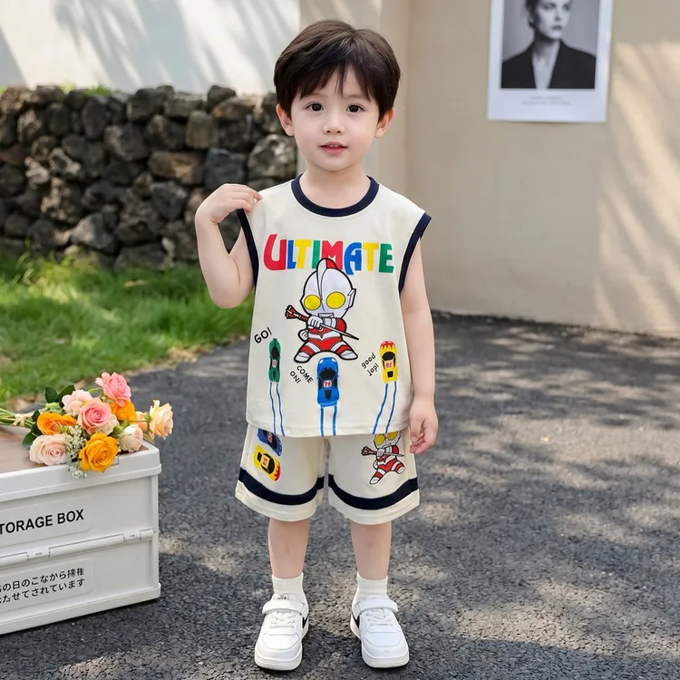 奥特曼男童无袖背心套装2026新款夏季薄款儿童宝宝夏装小男孩衣服