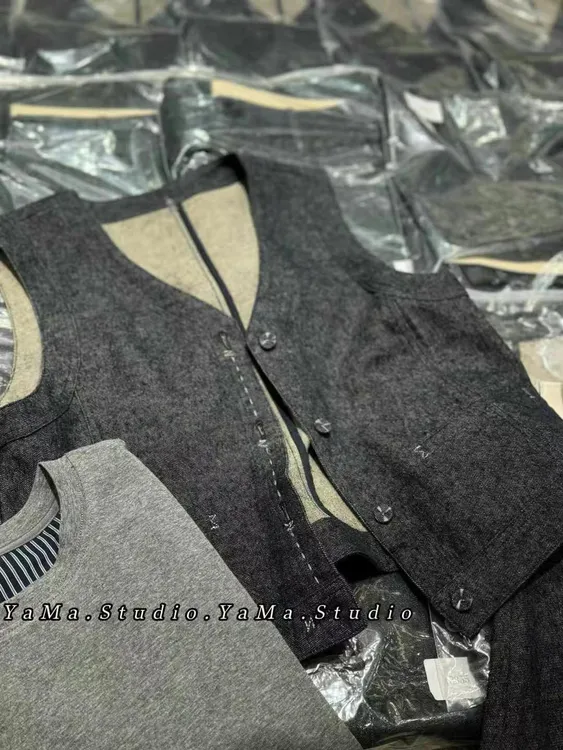 设计师款高品质小创意手工拱针创意牛仔马甲背心女士