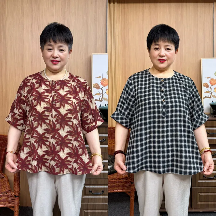 【200斤可穿】加肥加大妈妈夏大码薄款减龄洋气大摆妈妈装宽松遮肚