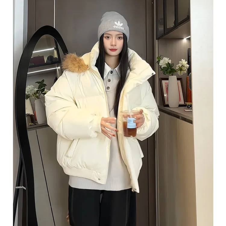 美式复古短款棉衣男女同款宽松大码PU皮棉服冬季加厚保暖休闲外