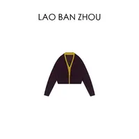 【老板周】复古松弛 秋冬新品假两件小众撞色短款毛衣
