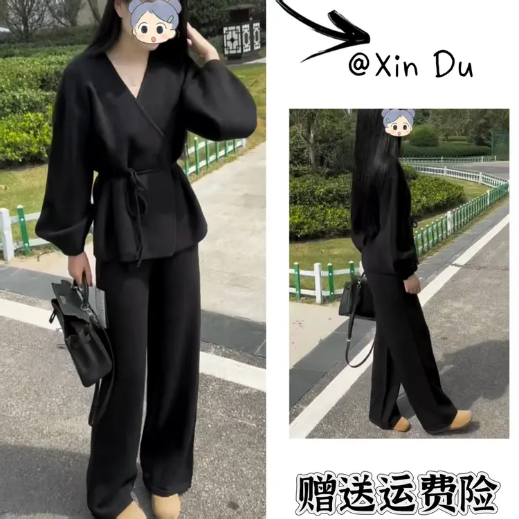 2025秋季新款时尚显瘦气质女士网红洋气两件套百搭款D23347