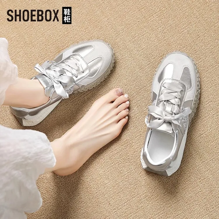SHOEBOX鞋柜厚底芭蕾德训鞋女2025秋季新款透气百搭轻便休闲鞋
