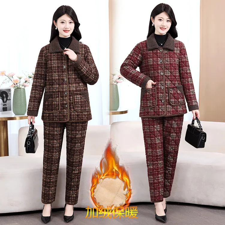 中老年冬装棉衣棉裤加绒加厚女款妈妈棉服外套奶奶装上衣保暖棉袄