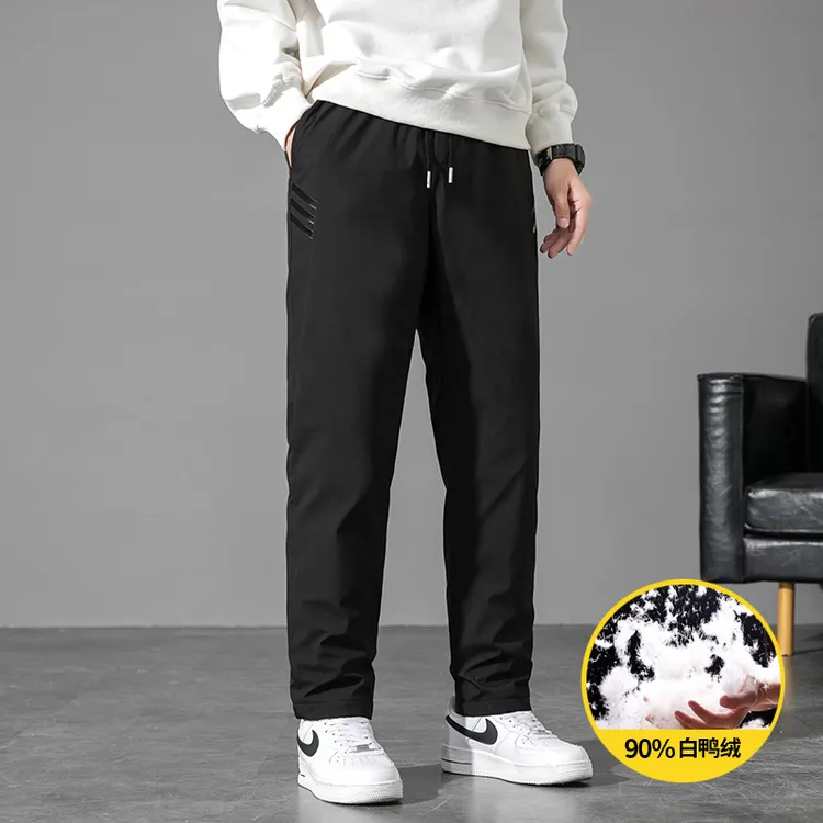 羽绒裤保暖裤新款冬季白鸭绒长裤子可二开加厚大码纯色简约保