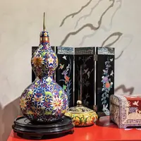 【ZC·宗宸家居】景泰蓝铜葫芦铸胎掐丝珐琅彩葫芦瓶书房客厅摆件