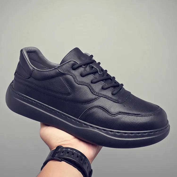 【头层牛皮】真皮板鞋男百搭休闲鞋皮鞋男鞋男士软底休闲鞋黑色潮鞋