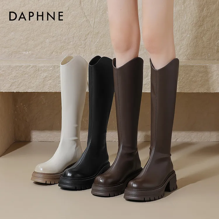 【未开价勿拍】[宋茜代言]达芙妮正品25长筒靴显瘦高筒骑士靴小个子