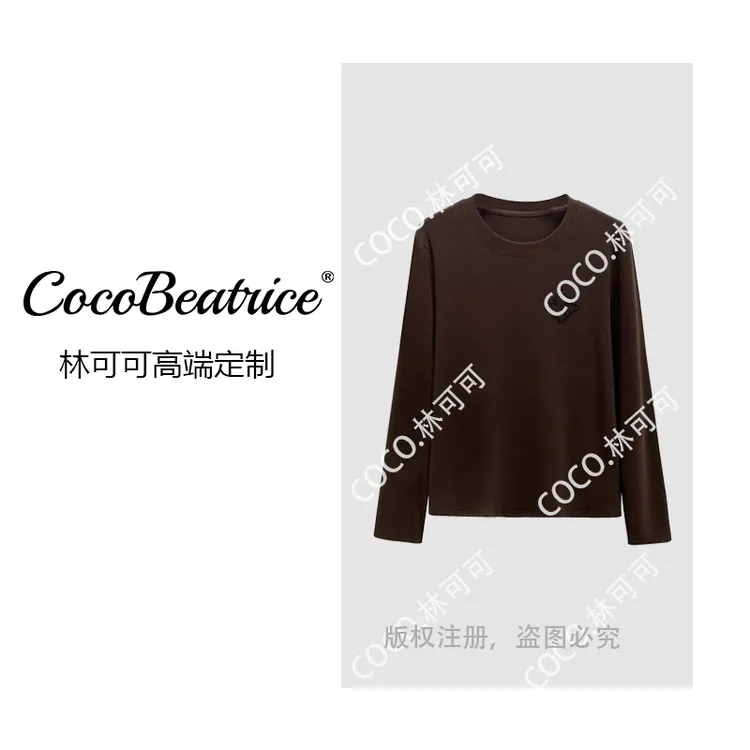 【COCO林可可】68312#时尚烫钻T恤衫2025秋冬百搭个性潮流上衣