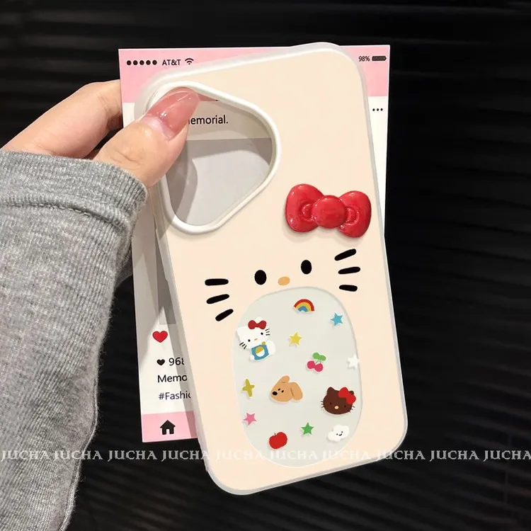 大嘴凯蒂猫适用苹果16pro手机壳高级华为puar70可爱全包小米OPPO