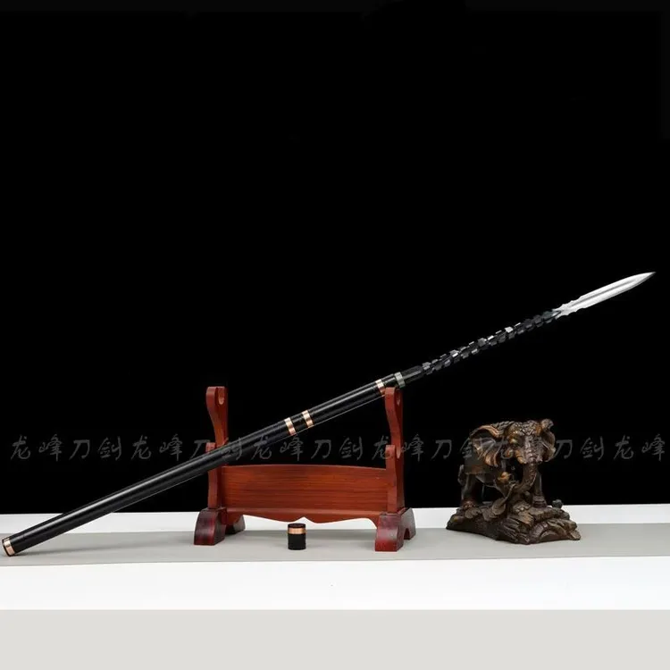 破甲锥龙泉一体螺纹龙胆亮银枪高锰钢棍中枪二合一反接安保未开刃