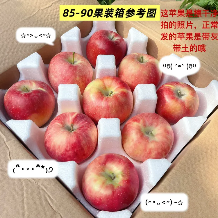新疆阿克苏早红富士冰糖心苹果现摘现发高档泡沫礼盒装脆甜多汁