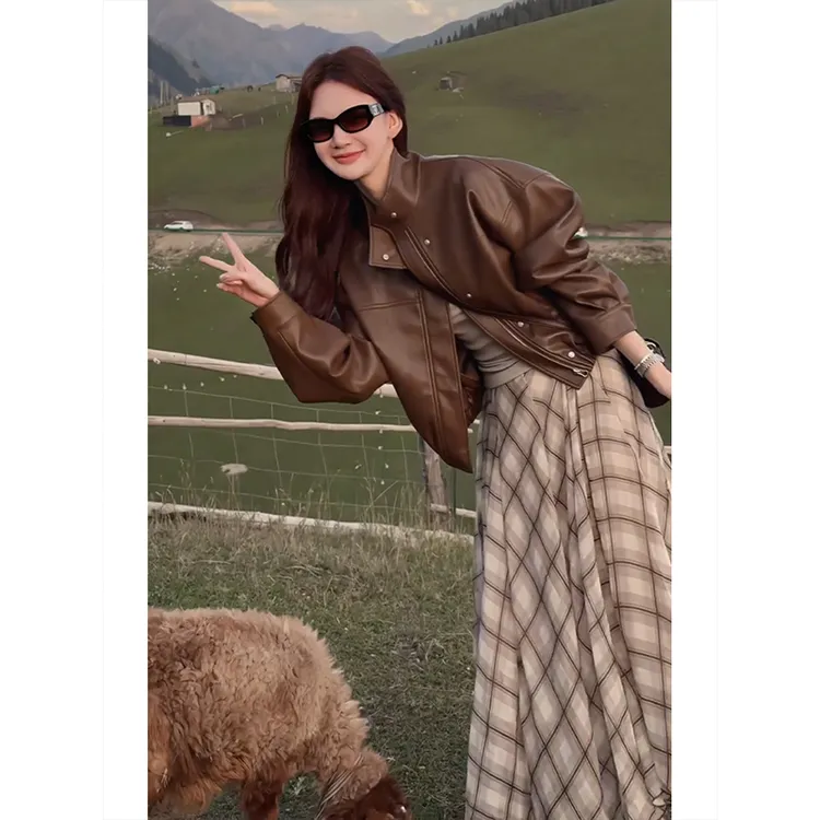 格子半身裙女欧货时尚女2025早秋新款复古时尚高腰显瘦a字半身裙