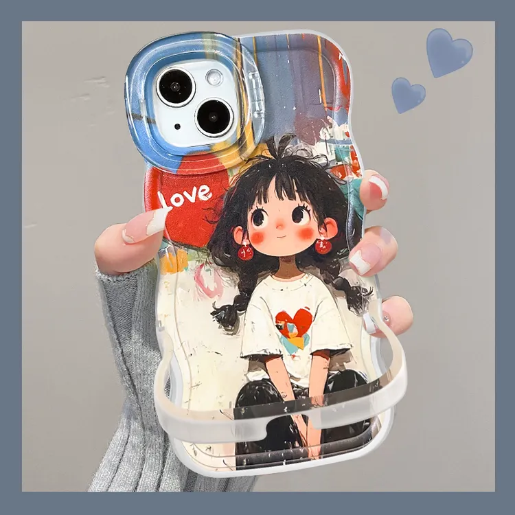 女孩适用于苹果17华为oppo/vivo小米iPhone16pro板凳双支架手机壳