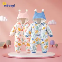 婴儿棉服连帽连体衣冬季加绒幼儿宝宝冬装衣服秋冬新生儿外出抱衣