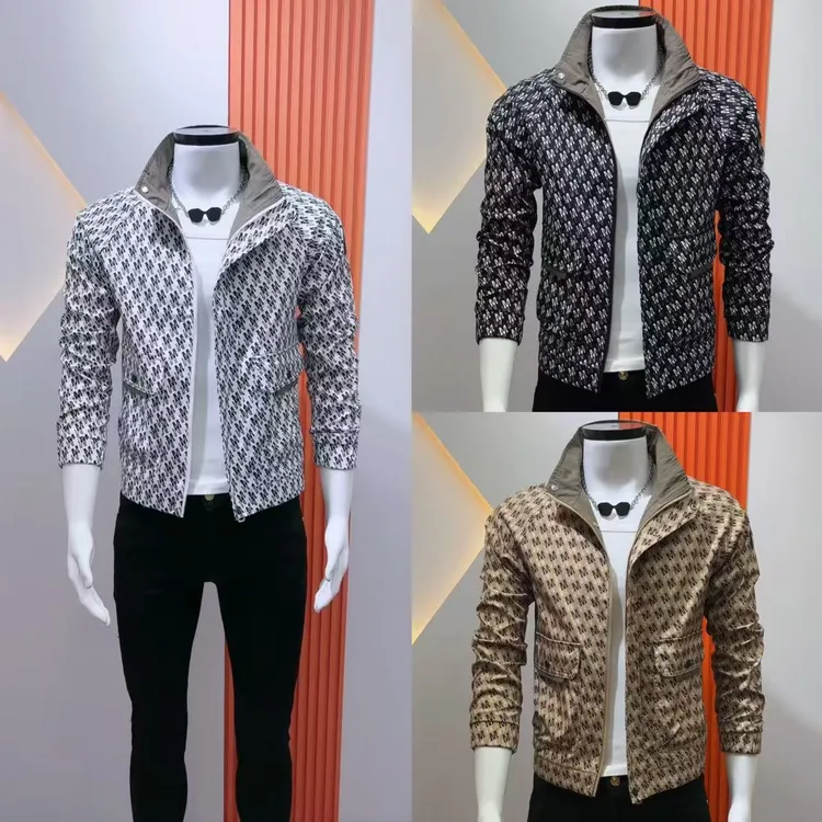 秋季男士新款夹克外套时尚潮流印花修身百搭褂子痞帅工装青年外套