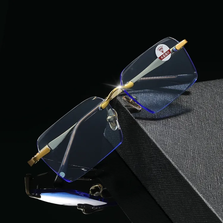 【苏琳专属】伯越钻石切边无框蓝水晶男女同款高清时尚护目老花镜90