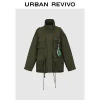 UR2025冬季新款女装工装风多口袋徽章超宽松棉服UYV150068#