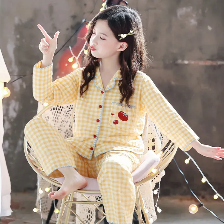2025春秋新款长袖女童睡衣宝宝纯棉公主女孩儿童秋季中大童家居服