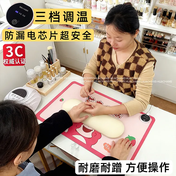 美甲加热垫超大发热暖桌垫冬季甲油胶暖桌垫黑色桌面发热鼠标垫子