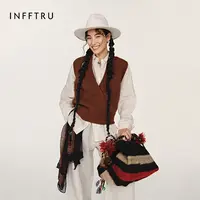 INFFTRU/2025秋季新款牦牛绒马甲经典复古简约百搭针织上衣女装