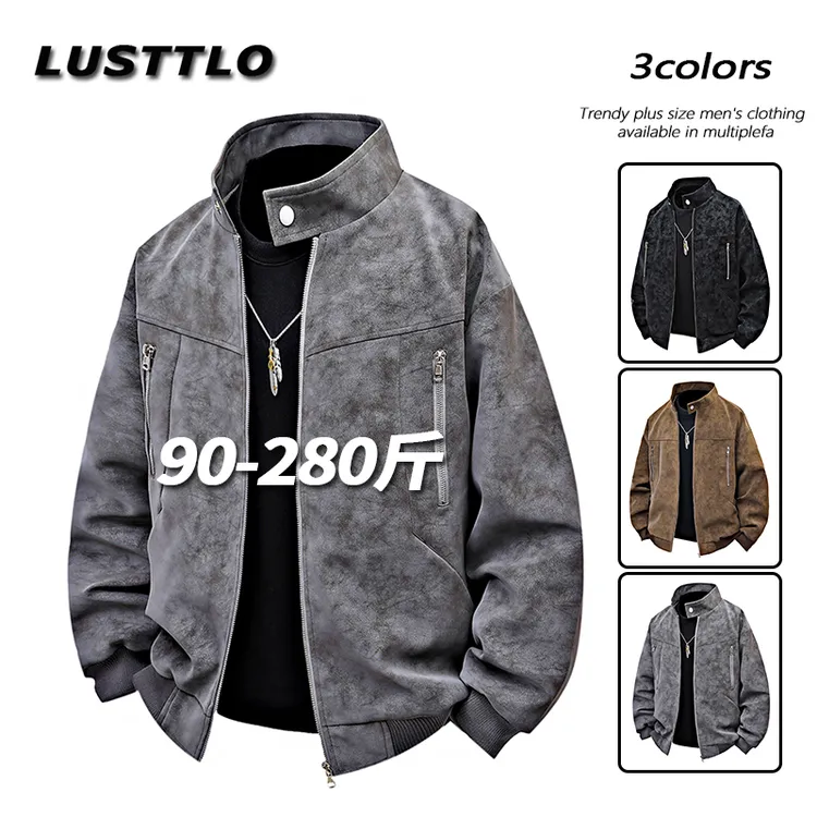 大码男士外套春季新款美式高街夹克百搭宽松潮流帅气休闲男装显瘦