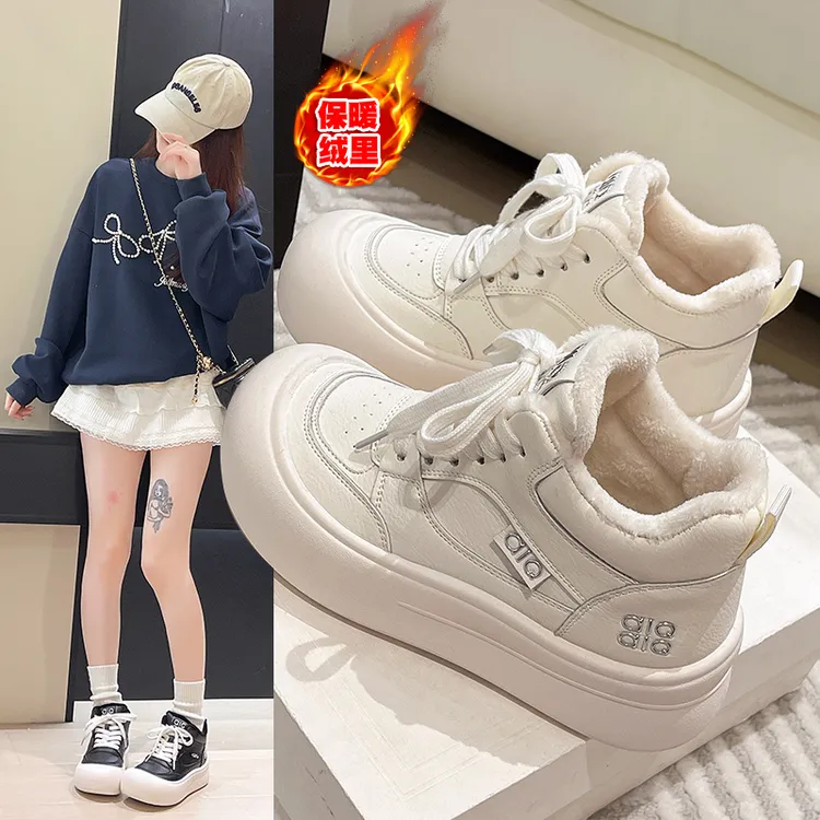 网红高帮鞋2025冬季保暖大棉韩版加厚休闲百搭运动厚底加绒潮鞋