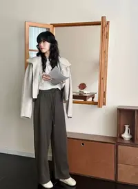 【左耳与麻】2025冬季新款羊毛裤慵懒镰刀休闲裤女YYC026