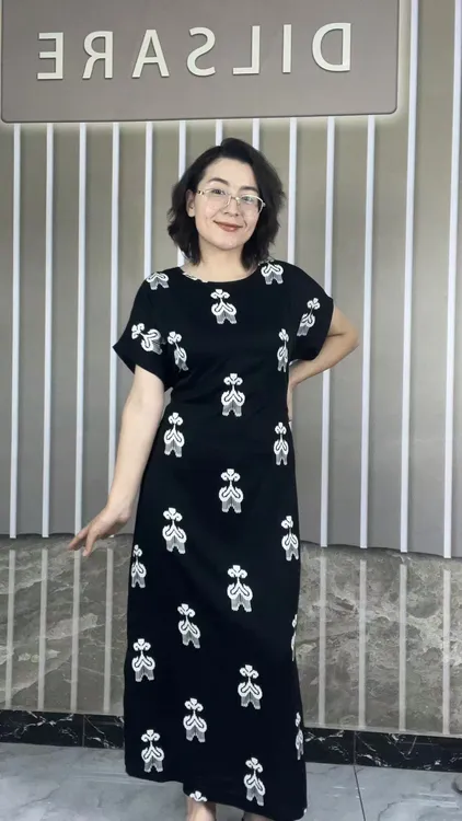 时尚气质夏季吸汗连衣裙旗袍印花atlas提花民族风