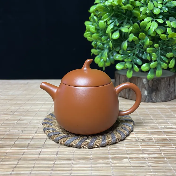 【万壶阁】120c潮州原矿朱泥茄瓜壶小品茶壶