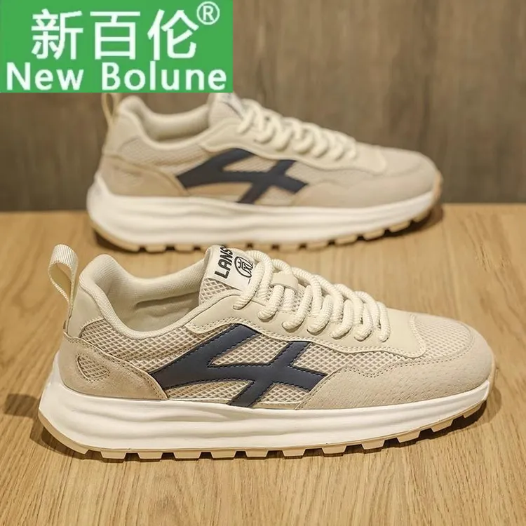新百伦夏季网面透气男鞋2025新款运动休闲网鞋男士轻便软底阿甘鞋
