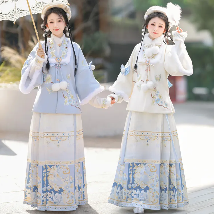 阑珊小记【暖暖】原创汉服女明制马面裙加绒短袄日常加厚拜年服冬